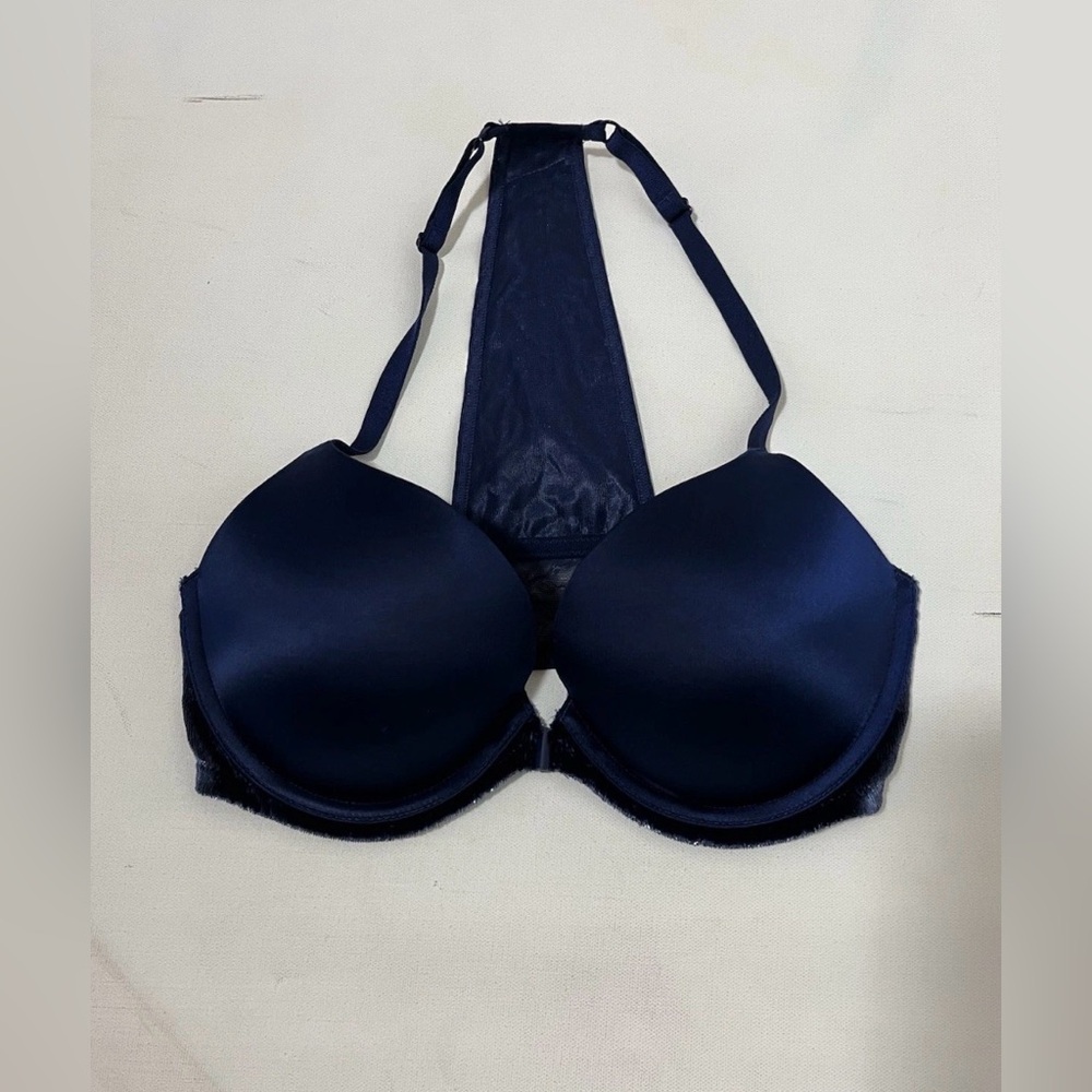 Like New Victorias Secret Very Sexy Racerback Push Up Bra 34D Navy Blue